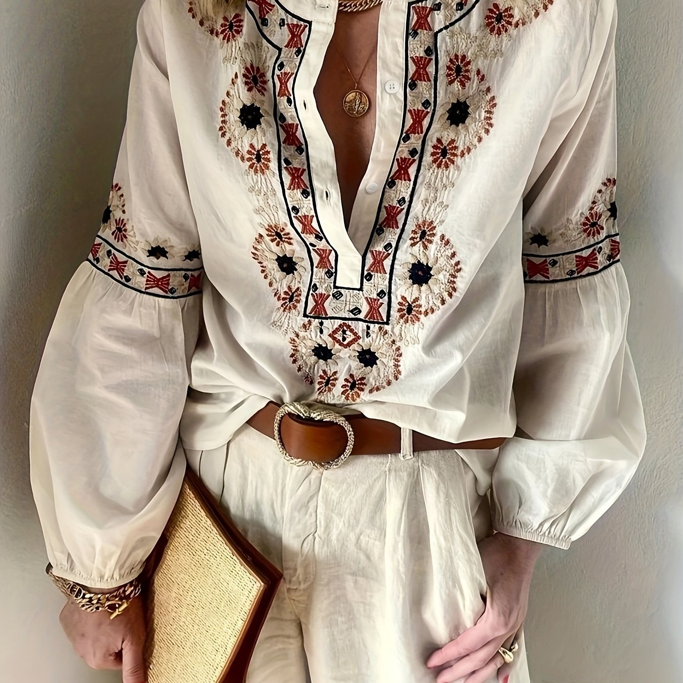 Celine | Vintage Blůza s V-výstřihem
