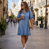 Elodie | Pohodlné Džínové Šaty s Nařaseným Detalem