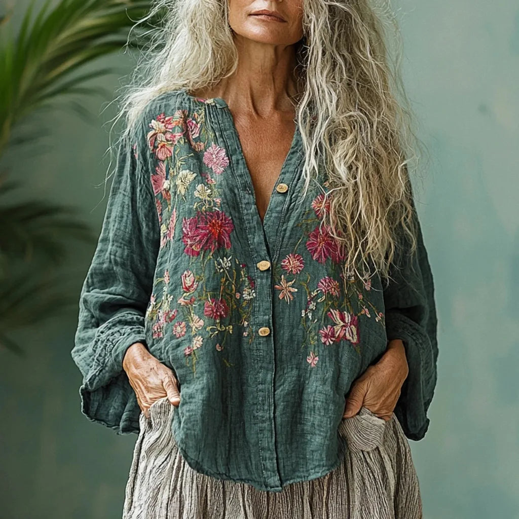 Nina - Vintage květinový print blůza