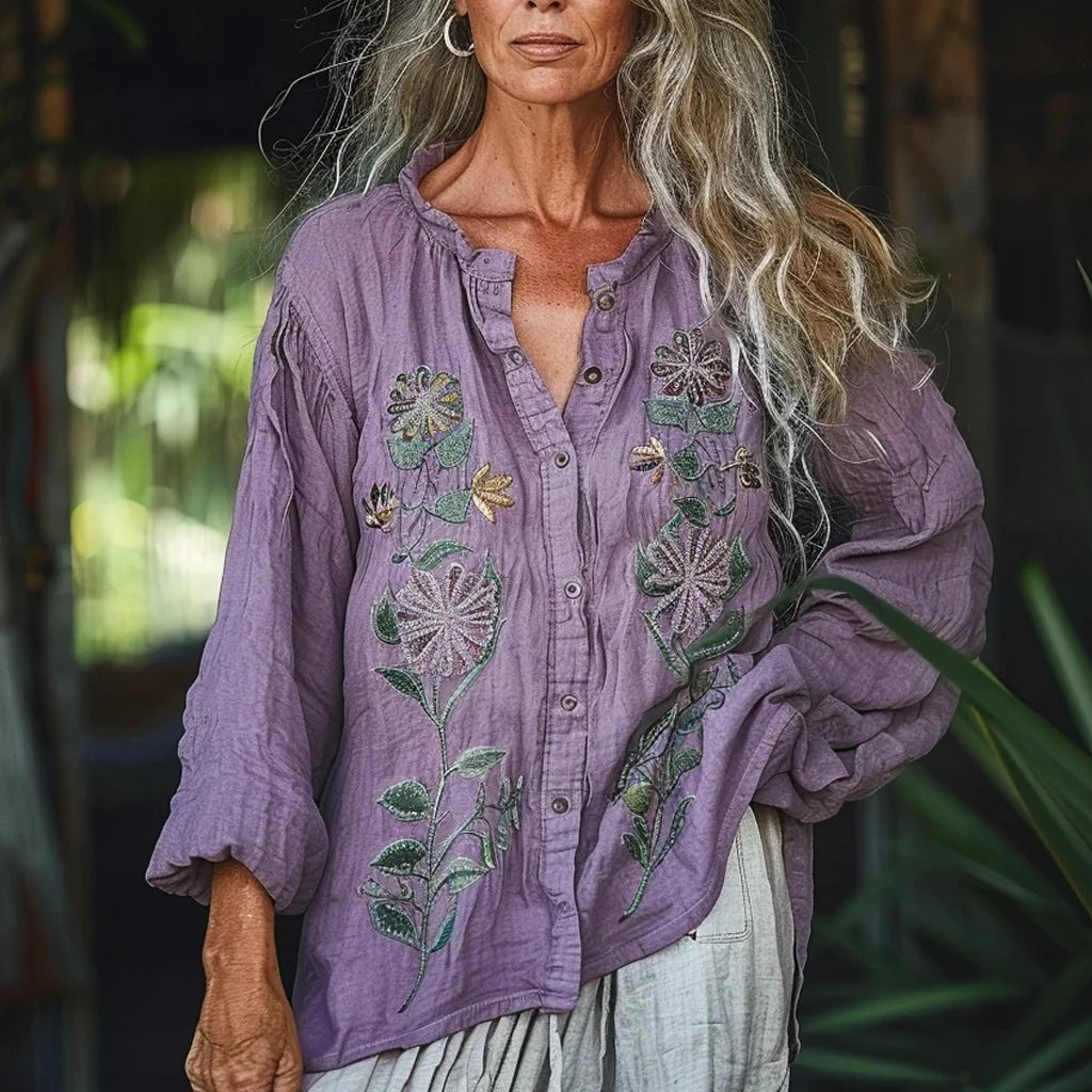 Nina - Vintage květinový print blůza